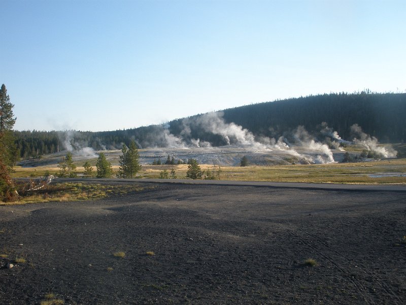 Trip (120).JPG - Steam from the geyser basin drifts upwards as the day awakens.